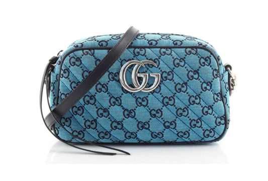 Gucci Small GG Marmont Shoulder Bag in Blue