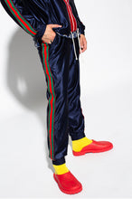 Load image into Gallery viewer, Gucci Web Tech Jersey Pants in Navy