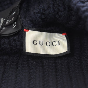 Gucci Tiger Embroidered Wool Hat in Midnight Blue