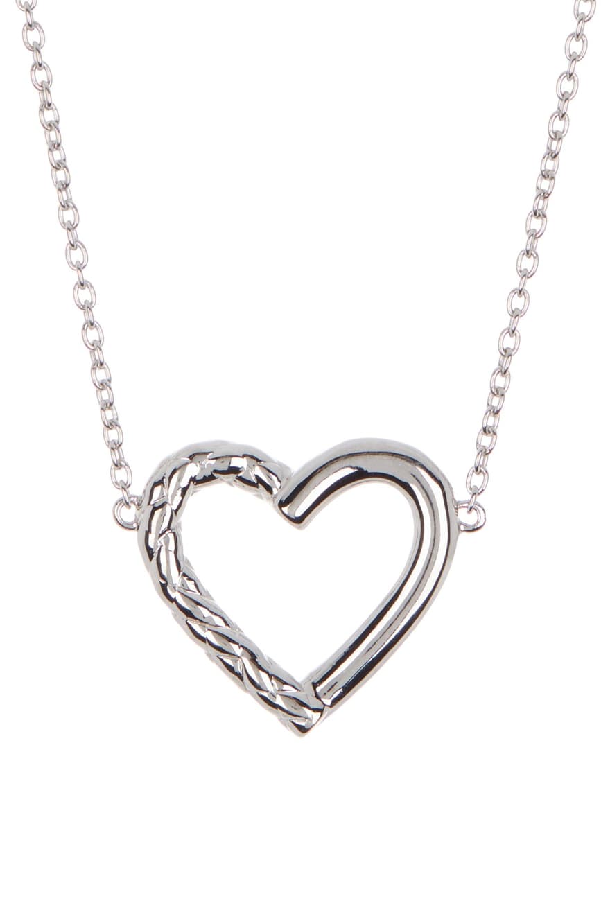 Judith Ripka Half Braided Heart Necklace in Sterling Silver