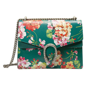 Gucci Small Dionysus Blooms Leather Shoulder Bag in Green