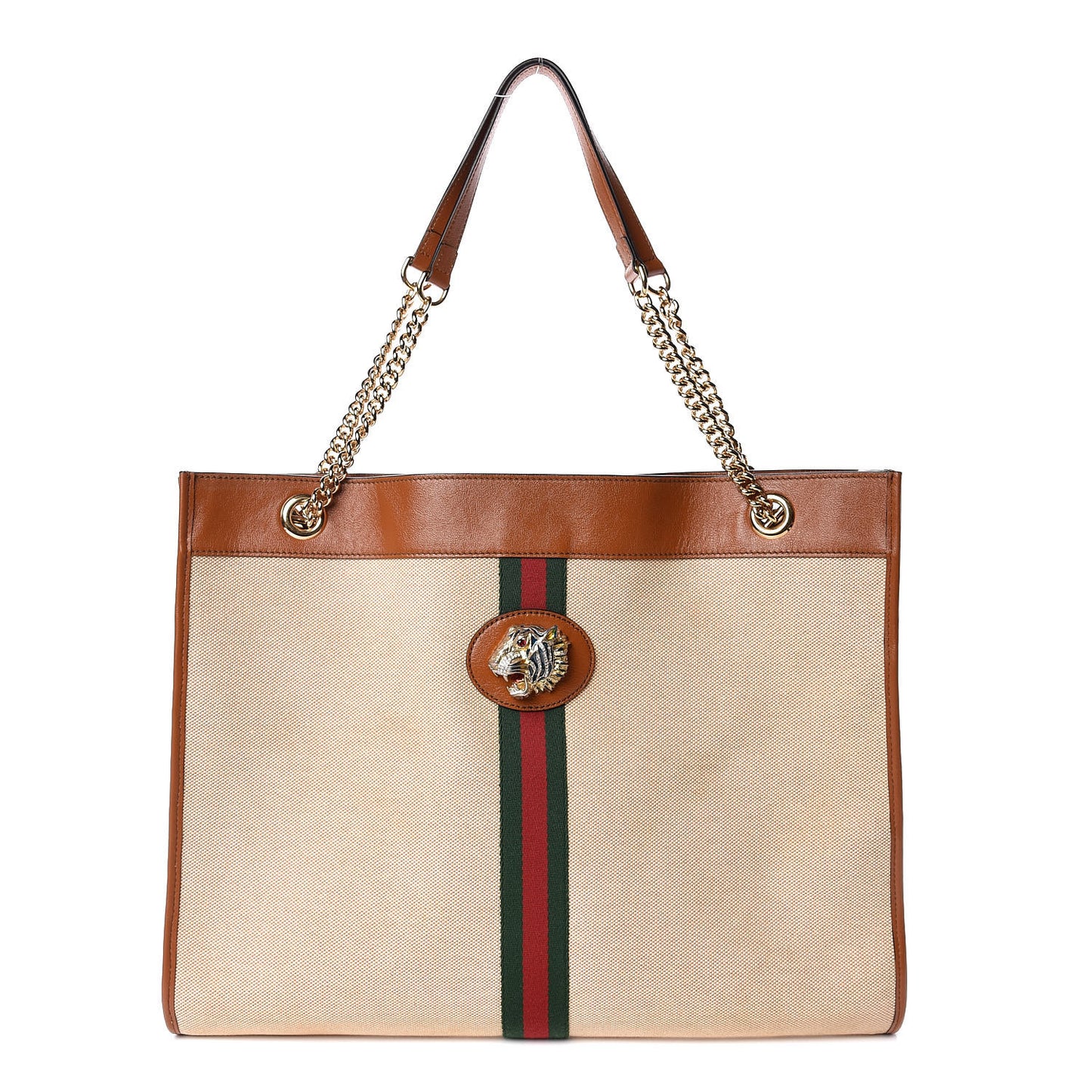 Gucci Rajah Large Canvas Tote Bag in Beige