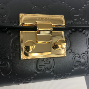 Gucci Padlock Continental Wallet on a Chain in Black