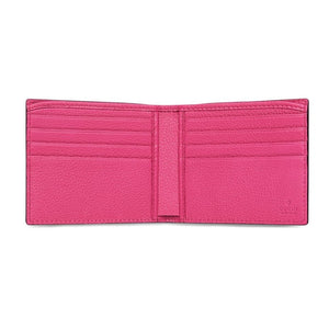 Gucci 1980's Printed Logo Leather Wallet In Pink