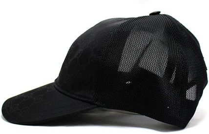 Gucci Jumbo gg Leather & Mesh Baseball Cap in Black for Men