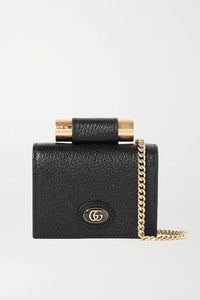 Gucci GG Small Coin Leather Chain Wallet Black