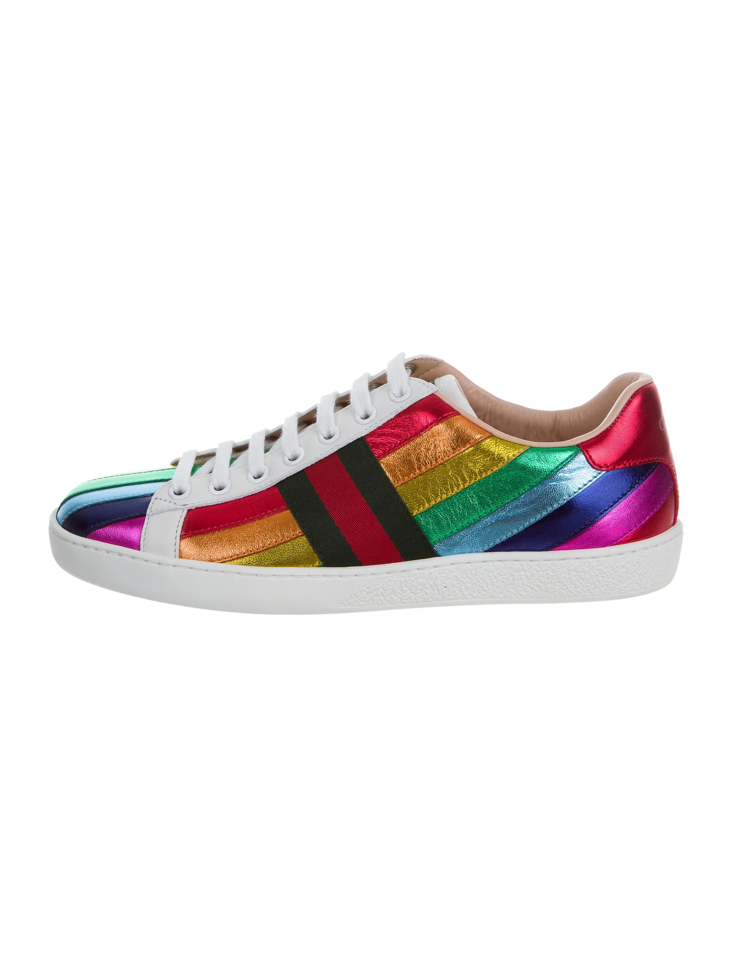 sfærisk Atomisk Afslut PREOWNED Gucci Rainbow Ace Sneaker with Web – Gavriel.us