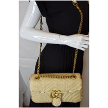 Load image into Gallery viewer, Gucci GG Marmont Small Raffia Shoulder Bag