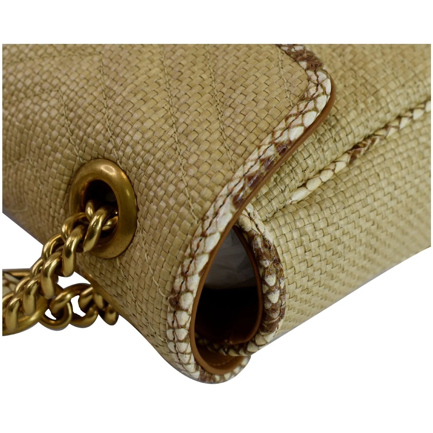 GG Marmont small raffia shoulder bag | Gucci