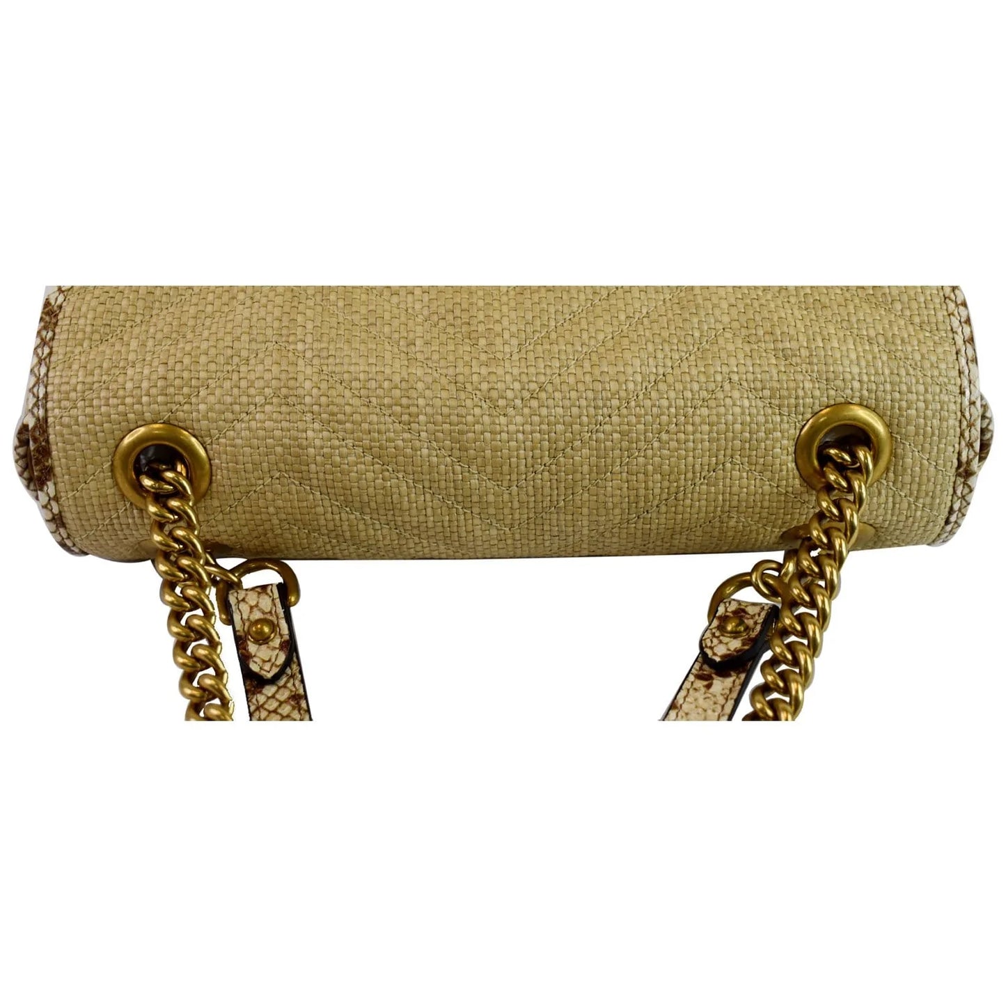 Gucci GG Marmont Small Raffia Shoulder Bag