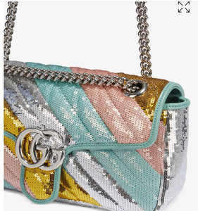 Gucci GG Marmont Sequin-embellished Shoulder Bag