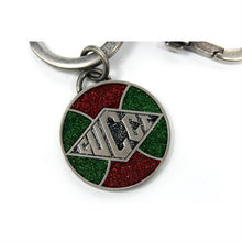 Load image into Gallery viewer, Gucci Green and Red Sparkle Keychain in Silver