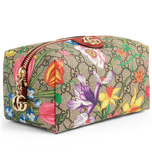 Gucci GG Flora Ophidia Cosmetic Bag in Beige
