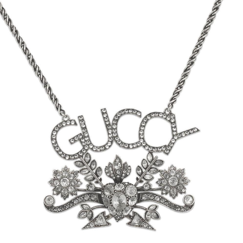 Gucci GUCCY Crystal Necklace in Silver