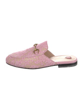 Load image into Gallery viewer, Gucci Princetown Pink Lace Leather Horsebit Mules