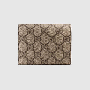 Gucci GG Supreme Card Case with Cherries in Beige
