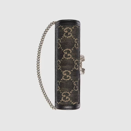 Gucci Black Denim GG Jacquard Small Dionysus Shoulder Bag