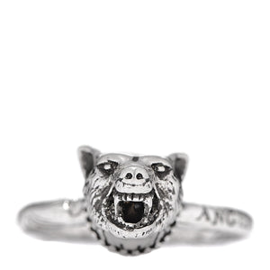 Gucci Anger Forest Wolf Head Ring in Sterling Silver