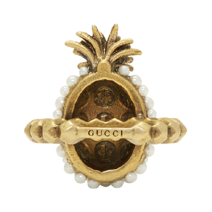 Gucci Pearl Pineapple Ring in Gold