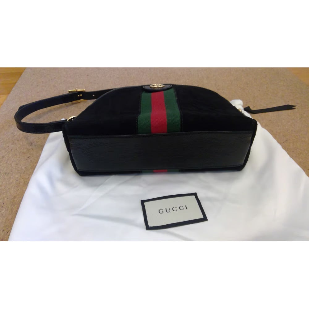 Gucci Black Suede Vintage Web Mini Ophidia Crossbody Bag