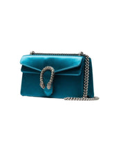 Load image into Gallery viewer, Gucci Small Dionysus Satin Shoulder Bag in Blue