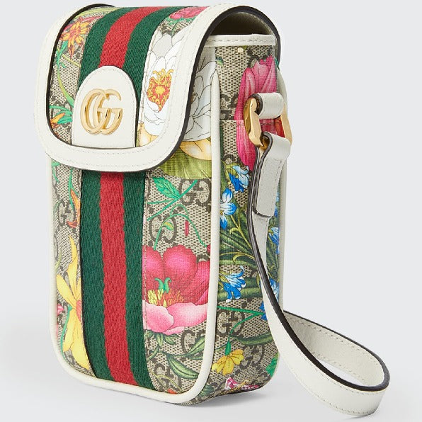 Gucci Ophidia GG Flora Small White Ladies Crossbody Bag at 1stDibs