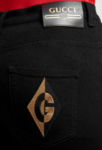 Gucci Skinny Jeans with Logo Patch in Black