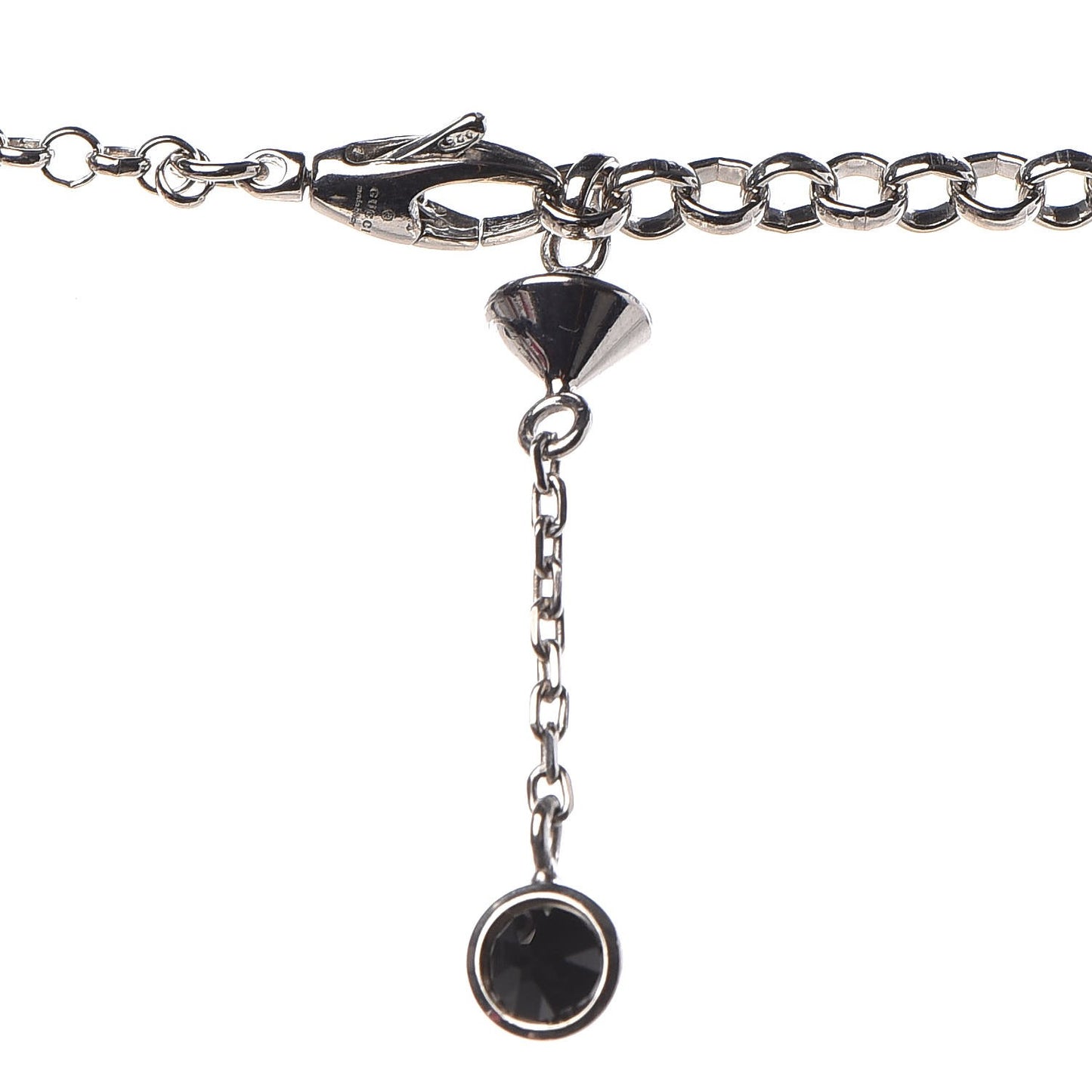 Gucci Enamel Bosco Dog Necklace in Silver