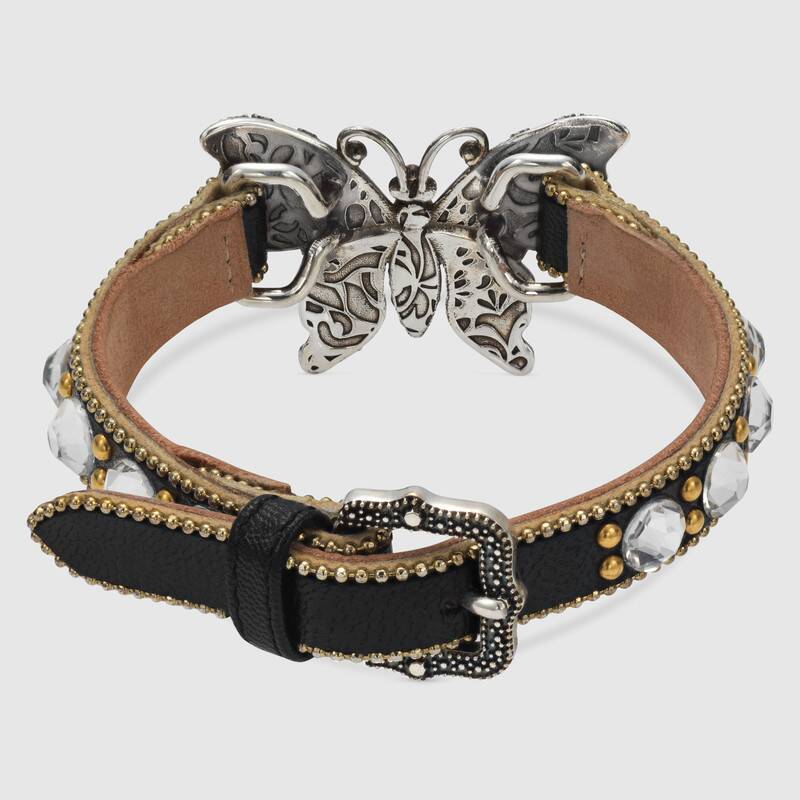 Louis Vuitton Leather Cuff Bracelet w/ Crystal