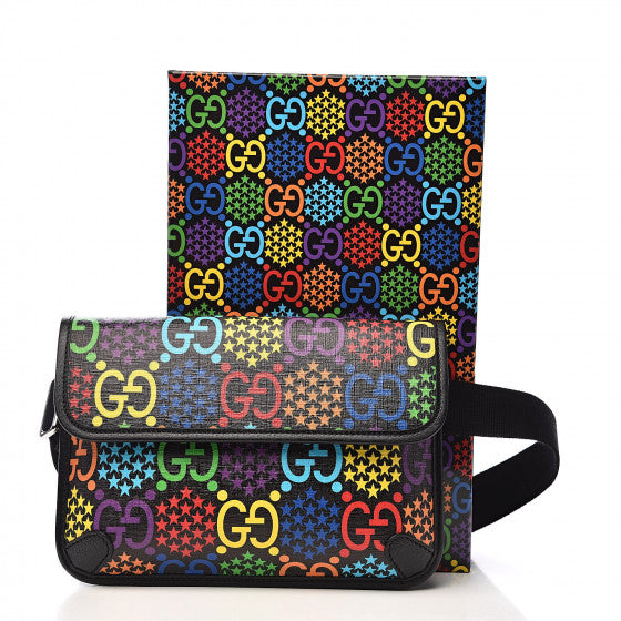 New Gucci Black Nylon GG Monogram Stripe Strap Belt Waist Bag – Italy  Station