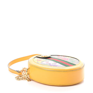 Gucci Mini Ophidia GG Flora Round Shoulder Bag in Yellow