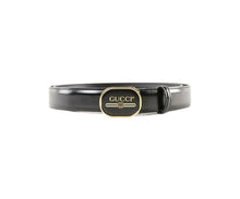 Load image into Gallery viewer, Gucci Leather Belt with Enamel Logo Buckle in Black