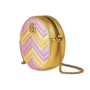 Gucci GG Mini Marmont Round Shoulder Bag in Yellow and Pink