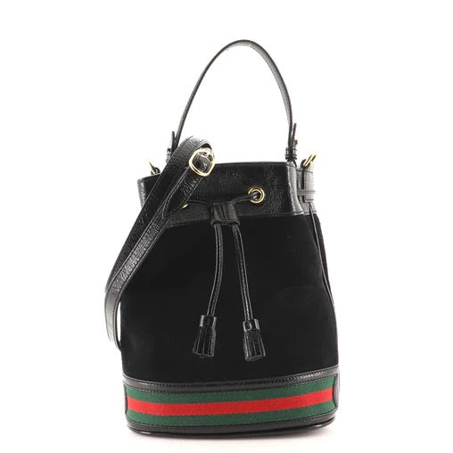 Gucci Ophidia Suede Mini Bucket Bag in Black