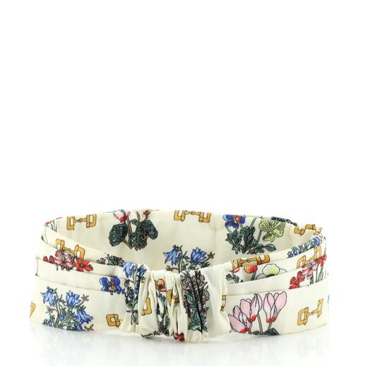 Gucci Floral Print Silk Headband in Ivory
