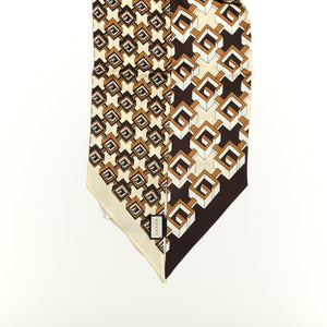 Gucci Silk Geometric G Print Neck Bow Scarf in Brown