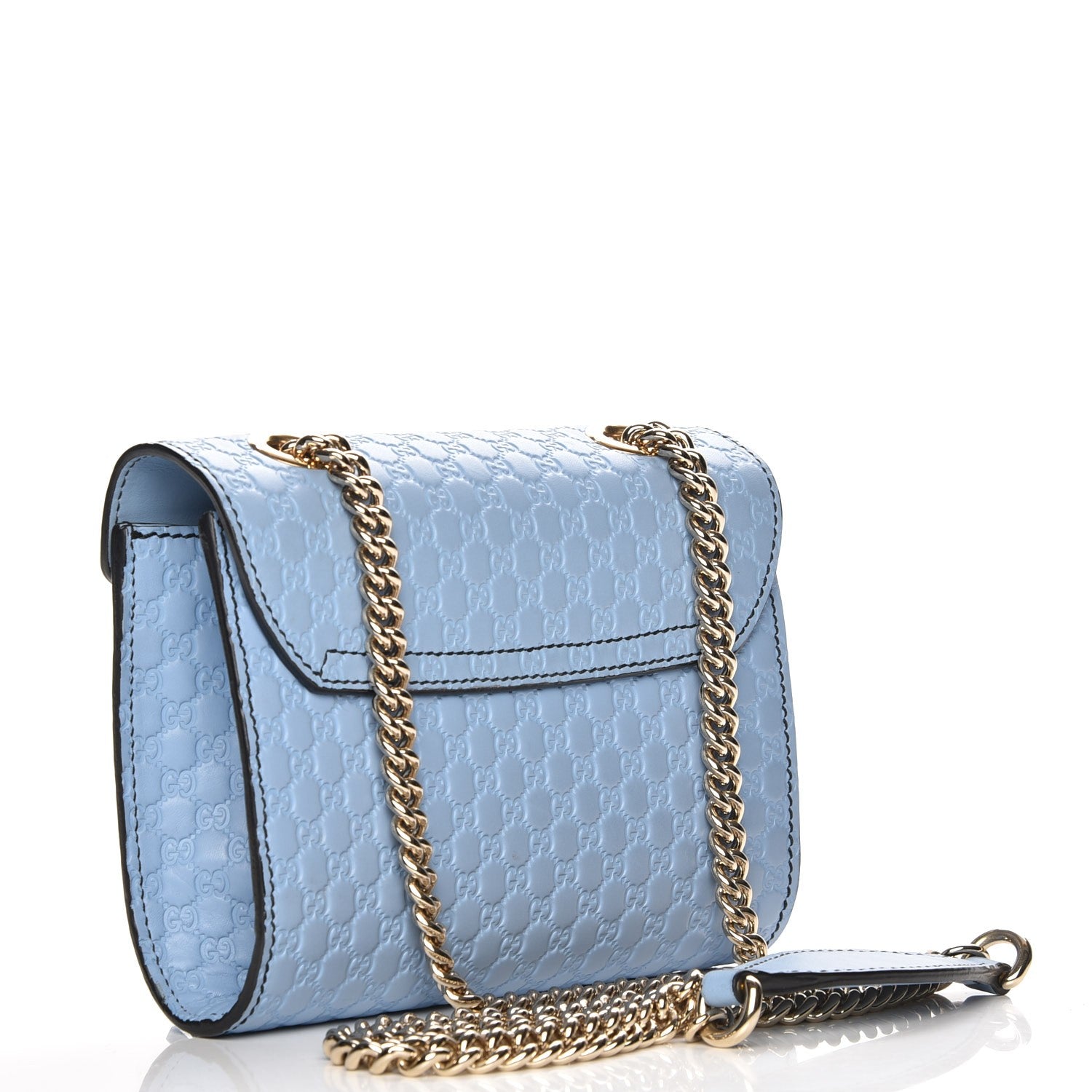 Gucci Emily Shoulder Bag Medium Guccissima Blue in Leather with Silver-tone  - US