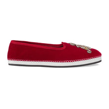 Load image into Gallery viewer, Gucci Men&#39;s Velvet Loafer With Am Appliqué In Red