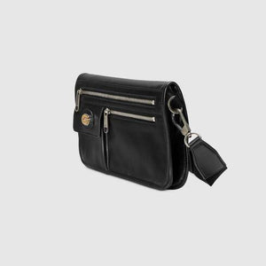Gucci Medium Soft Leather Messenger Bag In Black