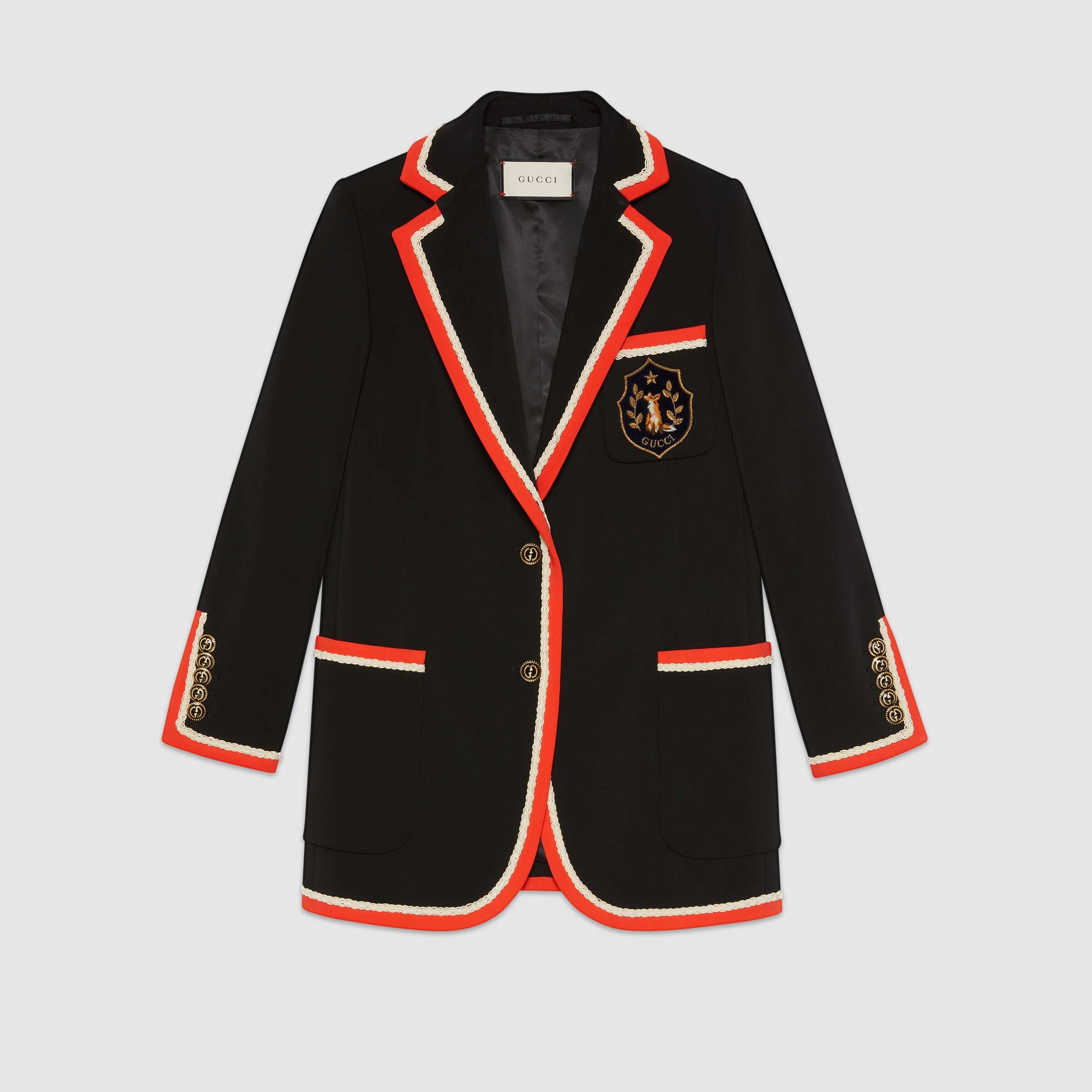 Gucci Viscose Jacket With Fox Crest In Black –