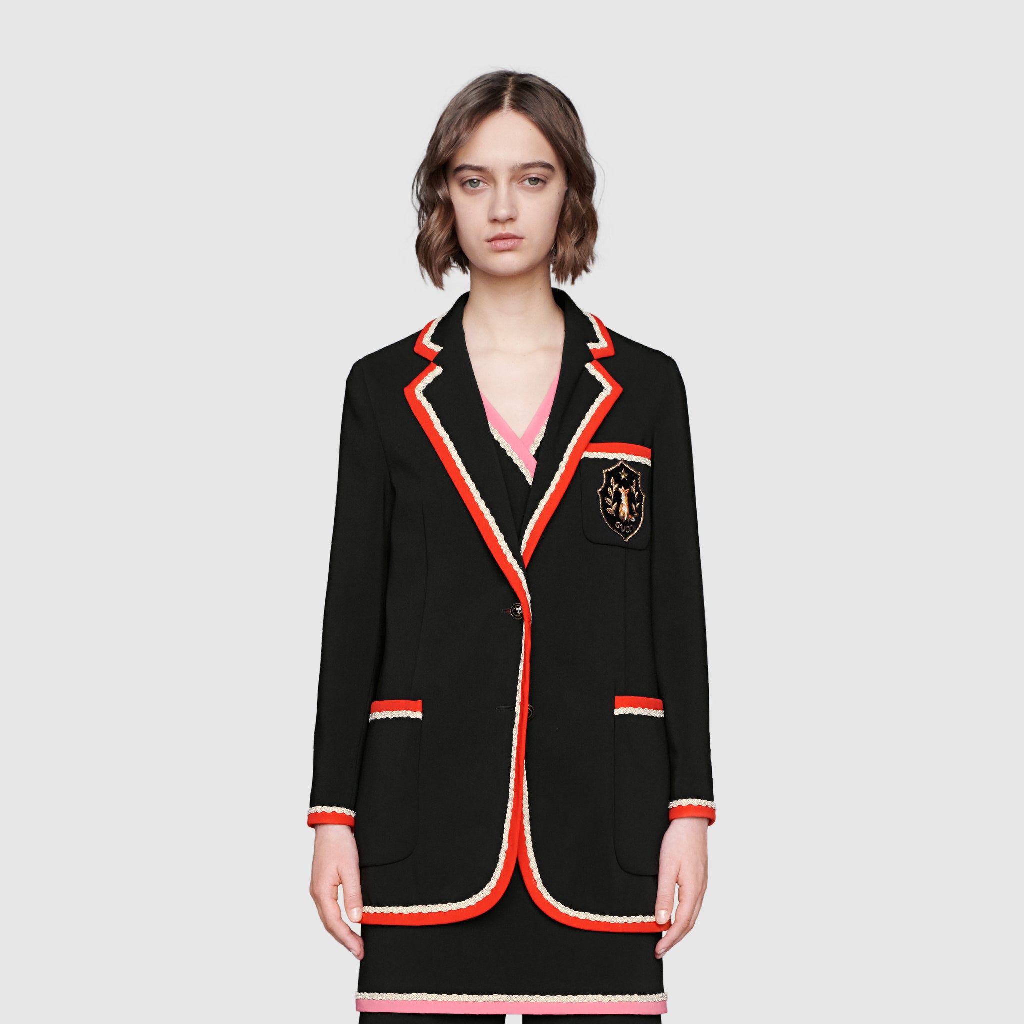 Gucci Viscose Jacket With Fox Crest In Black –