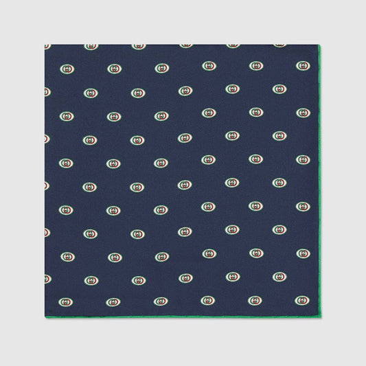 Gucci Interlocking GG Print Pocket Square in Midnight Blue