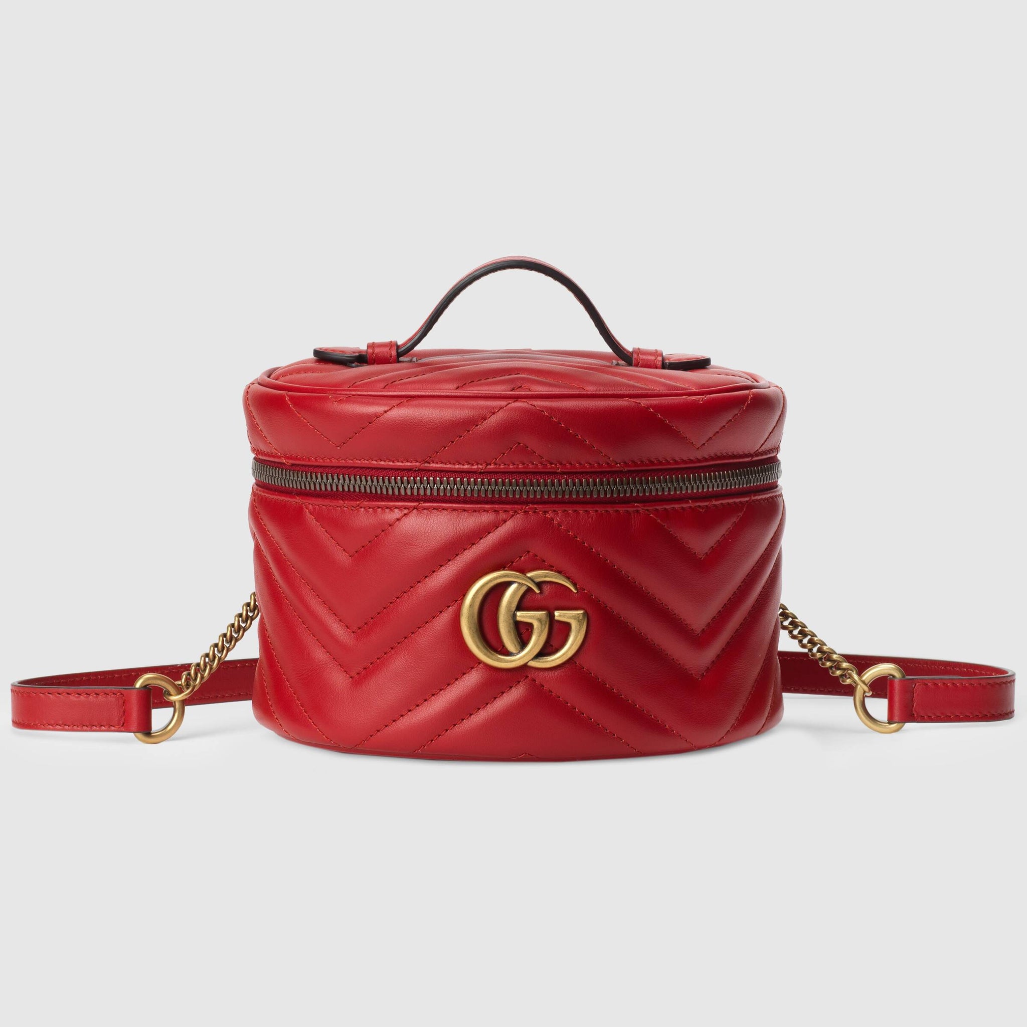 Gucci Calfskin Matelasse Mini GG Marmont Chain Bag Black For Sale