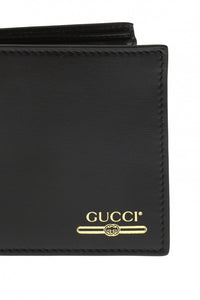 Gucci Mini Print Logo Leather Wallet With Coin Pocket in Black