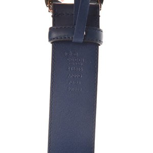 Gucci Interlocking GG Calfskin Belt in Cobalt Blue