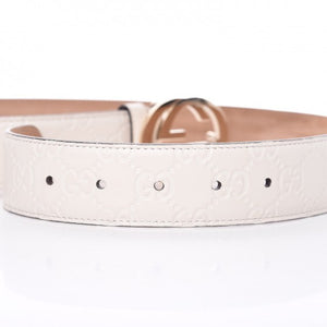 Gucci Interlocking GG Leather Belt In Mystic White