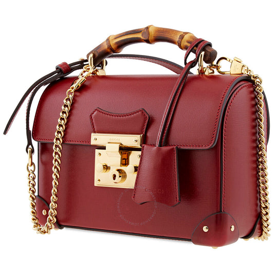Gucci Bamboo Top Handle Padlock Shoulder Bag in Red
