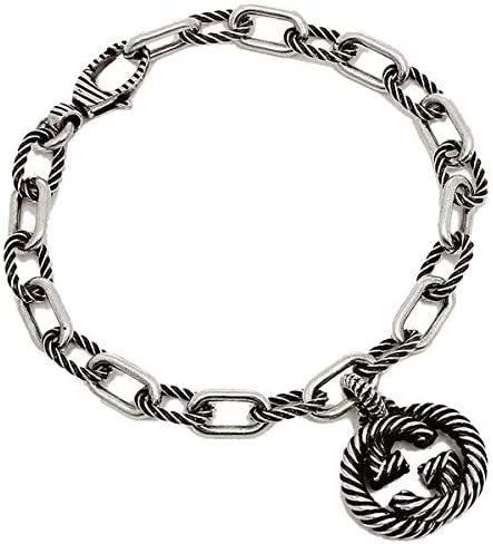 Gucci Interlocking G Sterling Silver Chain Bracelet YBA620798001 - Size M