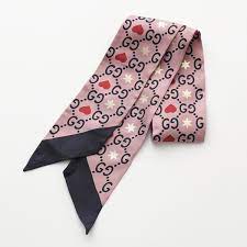 Gucci Patterned Silk Neck Bow with GG, Hearts and Stars