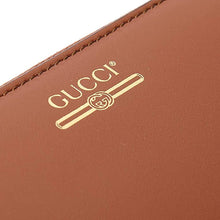 Load image into Gallery viewer, Gucci Zip Around Leather Wallet with Metallic Logo in Brown